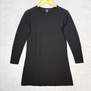 Eileen Fisher Wool Dress Sz SP Italian Yarn‎ Black Long Sleeve Knit Minimalist